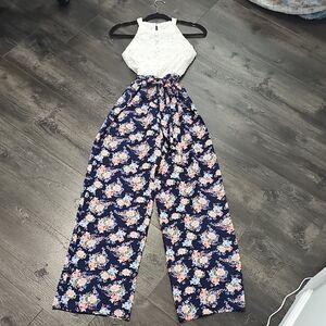 Mi.iM Floral Navy Jumpsuit with Lace Top